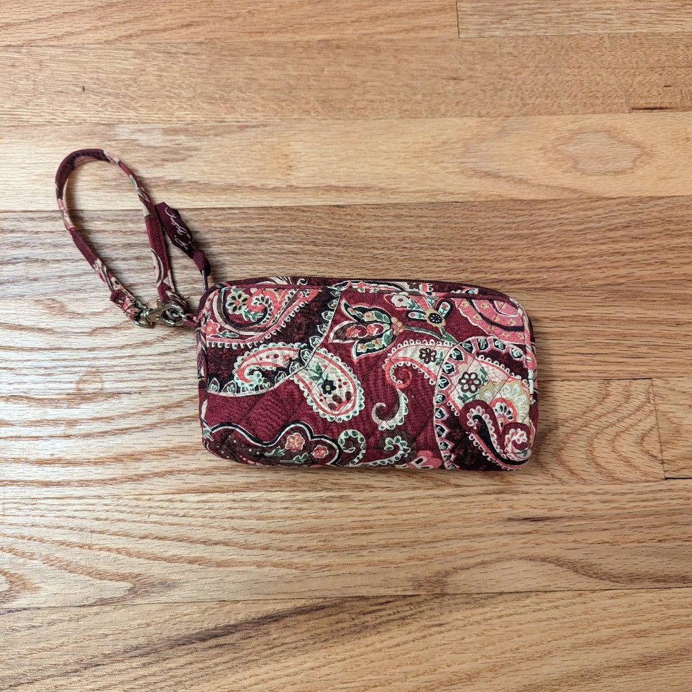 Vera Bradley Maroon Paisley Wristlet